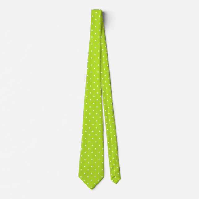 Små vita prickar på neon limegrön slips (Framsida)