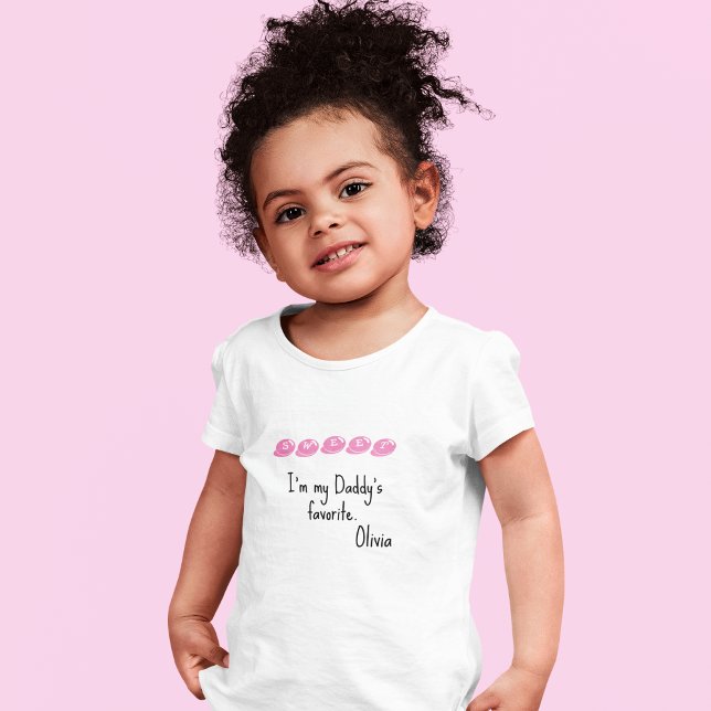 Småbarn 2T - 5/6T Basic T-Shirt Rosa Candy Font (Skapare uppladdad)