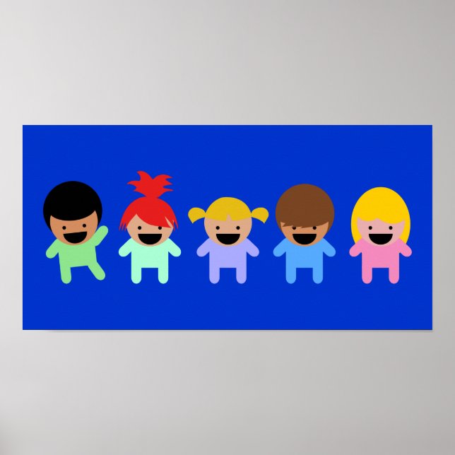 småbarn-303904 KOLORFUL ADORABLE TECKNAD småbarn Poster (Framsidan)