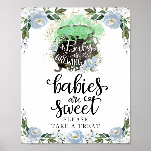 Småbarn är söta Halloween-pojke Baby Shower-skylt Poster (Framsidan)
