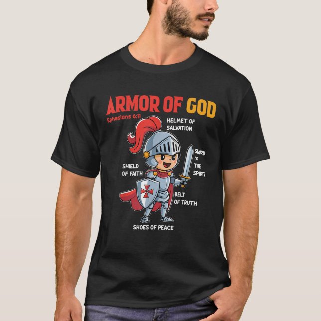Småbarn Boy Armor of God Brother Son Manar Kid Chr T Shirt (Framsida)