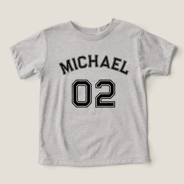 Småbarn Boy Black Namn Jersey Number Sports Cotton T Shirt (Design Framsida)