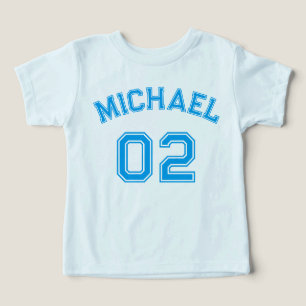 Småbarn Boy Blue Namn Jersey Number Sports Cotton T Shirt