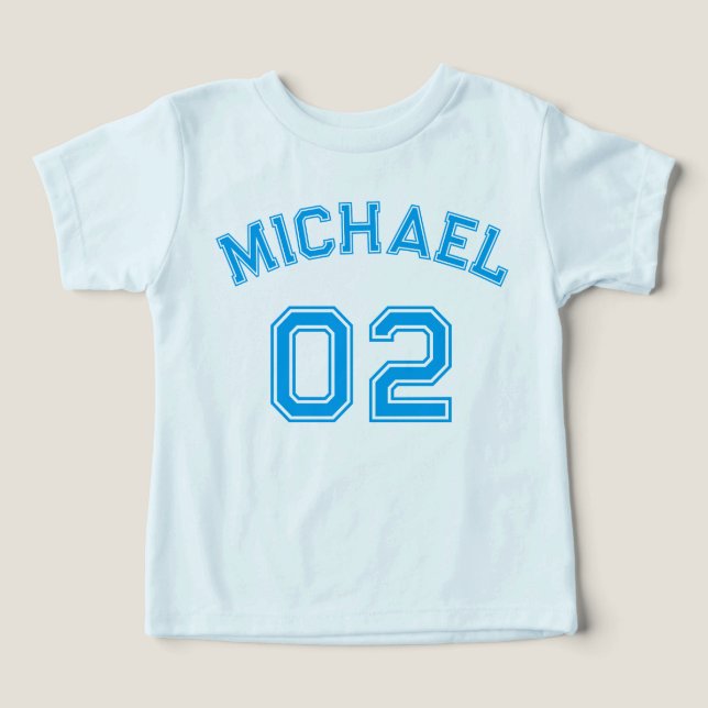Småbarn Boy Blue Namn Jersey Number Sports Cotton T Shirt (Design Framsida)