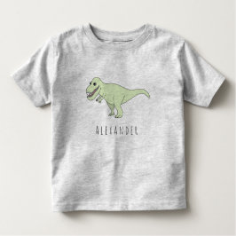 Småbarn Boy Doodle T-Rex Dinosaur med Namn T-shirt