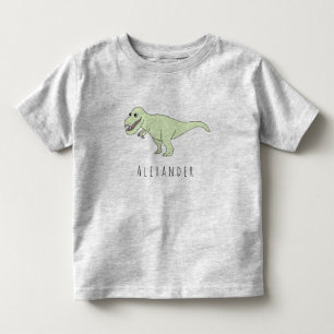 Småbarn Boy Doodle T-Rex Dinosaur med Namn T-shirt