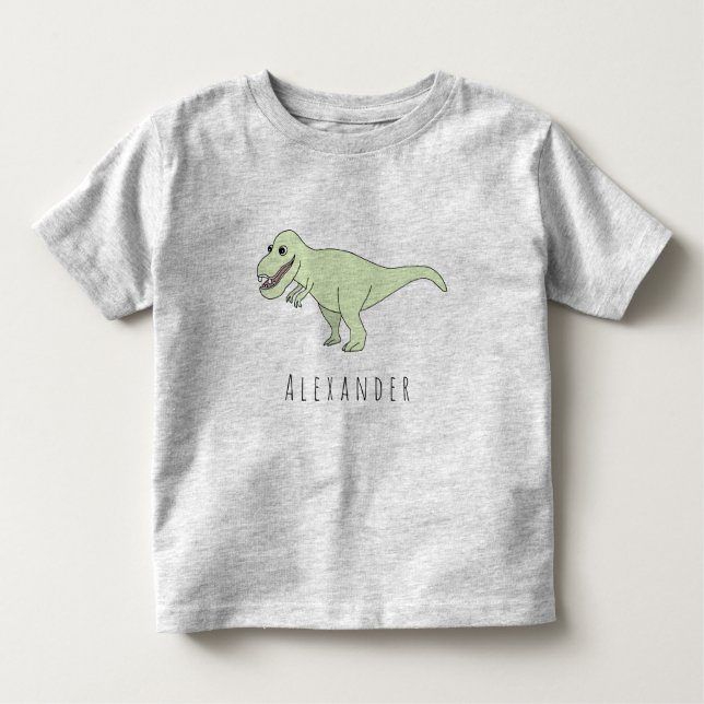 Småbarn Boy Doodle T-Rex Dinosaur med Namn T-shirt (Framsida)
