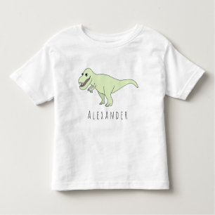 Småbarn Boy Doodle T-Rex Dinosaur med Namn T-shirt