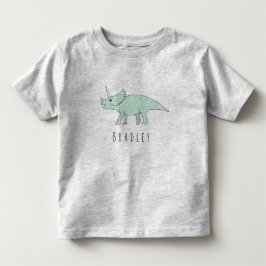 Småbarn Boy Doodle Triceratops Dinosaur med Namn T-shirt