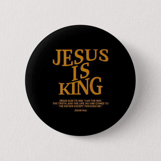 Småbarn Boy Jesus är Kung White Christian God Son Knapp (Framsida)