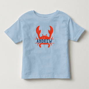 Småbarn Boys Watercolor Crab Split Namn T-Shirt