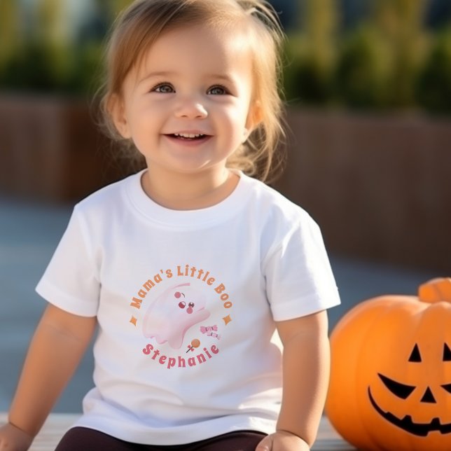 Småbarn Cute Rosa Ghost Mamma Little Boo T Shirt (Toddler's Cute Pink Ghost Mama's Little Boo Toddler T-shirt)