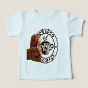 Småbarn "Drivs av kaffe" Isblå Tri-blend T Shirt