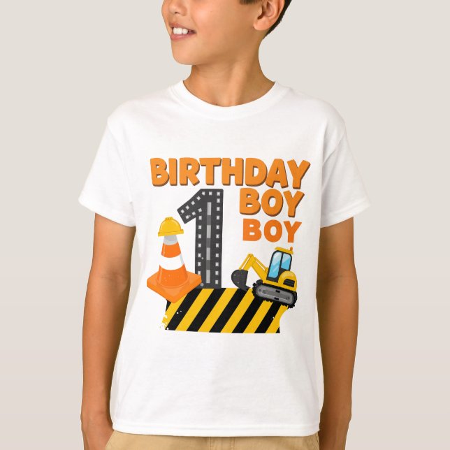 Småbarn Excavator Birthday Shirt T (Framsida)