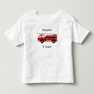 Småbarn Fire Lastbil T-Shirt med Namn och "5 Today
