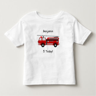 Småbarn Fire Lastbil T-Shirt med Namn och "5 Today