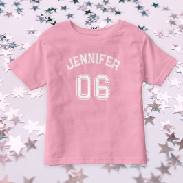 Småbarn Girl Namn Jersey Number Sports Rosa Cotton T Shirt