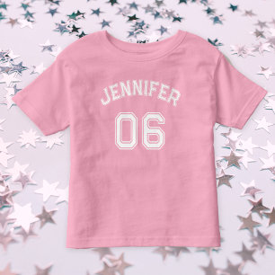 Småbarn Girl Namn Jersey Number Sports Rosa Cotton T Shirt