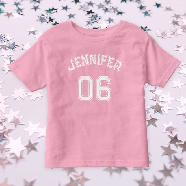 Småbarn Girl Namn Jersey Number Sports Rosa Cotton T Shirt (Toddler Girl Name Jersey Number Sports Pink Cotton Toddler T-shirt)