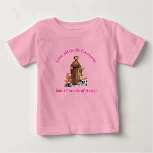 Småbarn Girl Rosa St. Francis Assisi katolik T Shirt