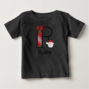 Småbarn Girl Santa jul 3/4, monogram R Tee Shirt