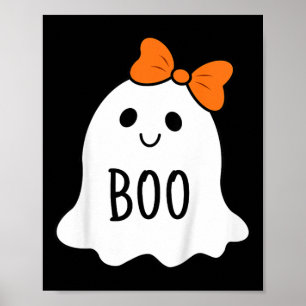 Småbarn Halloween Boo Ghost med sängflickor Hallo Poster