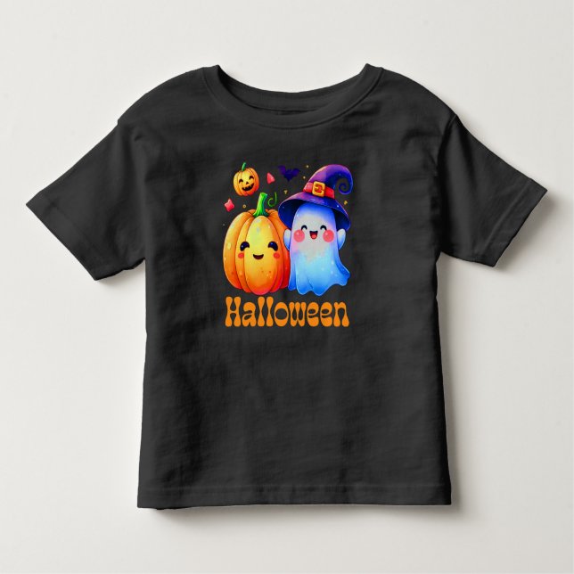 Småbarn Halloween Pumpkin Fladdermus Ghost T Shirt (Framsida)