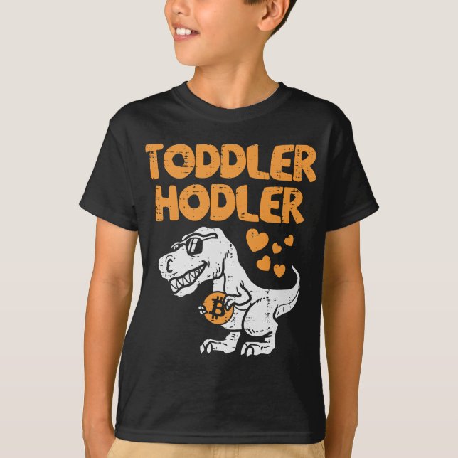 Småbarn Hodler Trex Bitcoin BTC Crypto Cryptocurre T Shirt (Framsida)