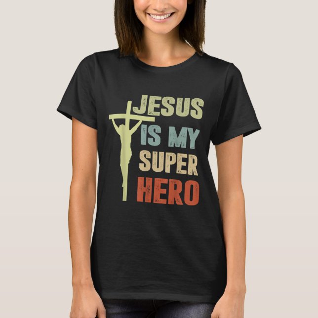 Småbarn Jesus är min superhjälte, Christian God so T Shirt (Framsida)