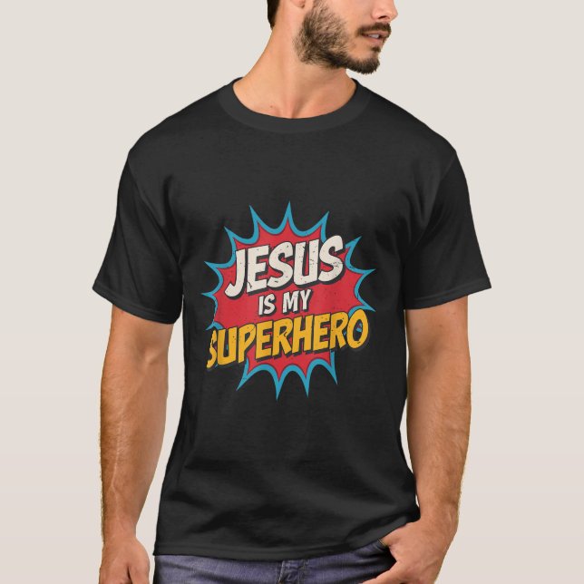 Småbarn Jesus är min superhjälte, Christian God so T Shirt (Framsida)
