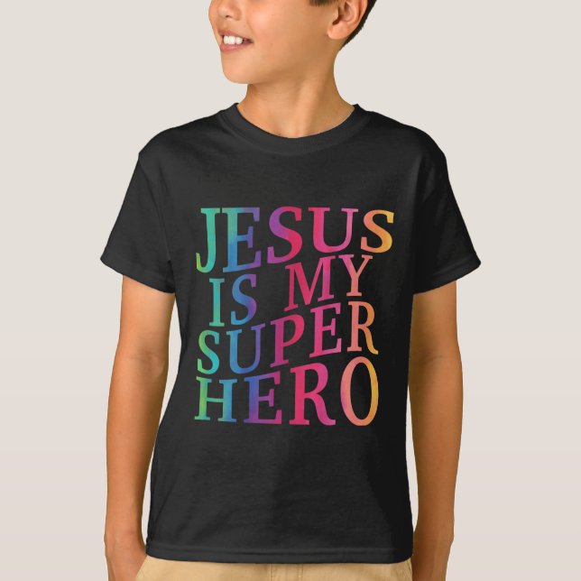 Småbarn Jesus är min superhjälte, Christian God so T Shirt (Framsida)