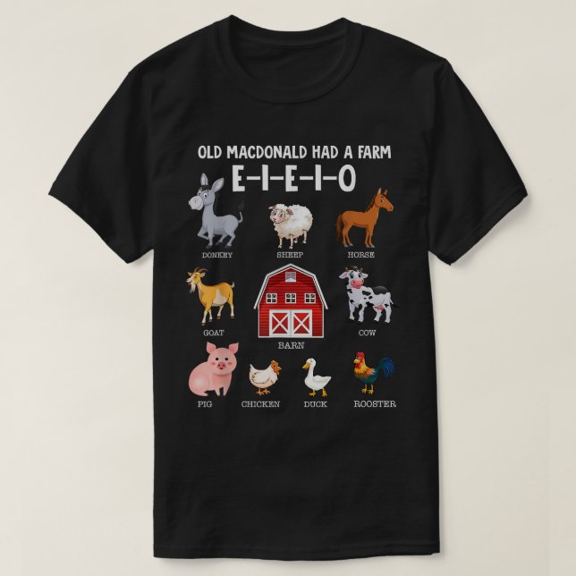 Småbarn Kids Boskap Old MacDonald hade en gård T Shirt (Design framsida)