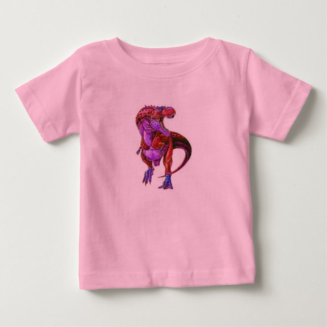 SMÅBARN MODE-CUTE DINOSAUR ROSA HOODIE FOR HER T SHIRT (Framsida)