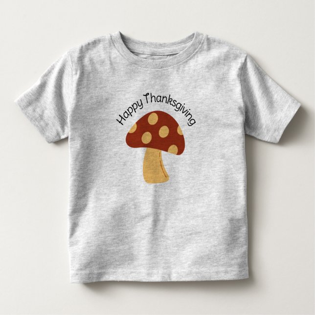Småbarn Mushroom Thanksgiving Outfit T Shirt (Framsida)