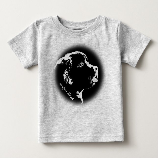 Småbarn Newfoundland Hund Hoodie Baby Hund Hoodie Tee (Framsida)