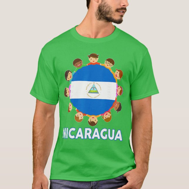 Småbarn Nicaragua Flagga Nicaraguanansk Latinameri T Shirt (Framsida)