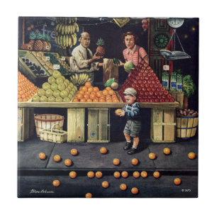 Småbarn och orangar kakelplatta