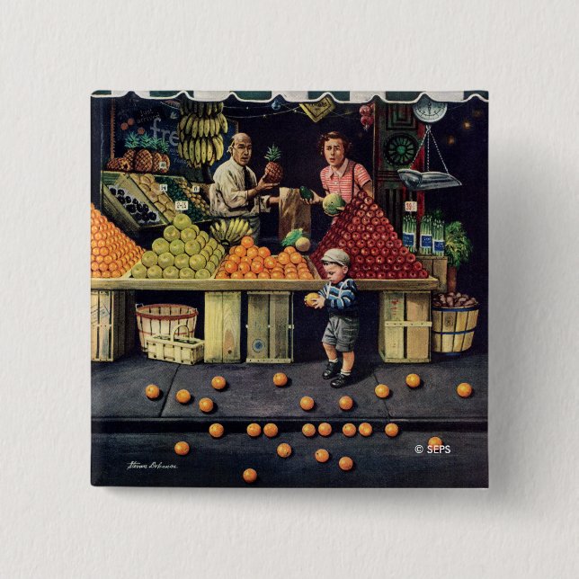 Småbarn och orangar knapp (Framsida)