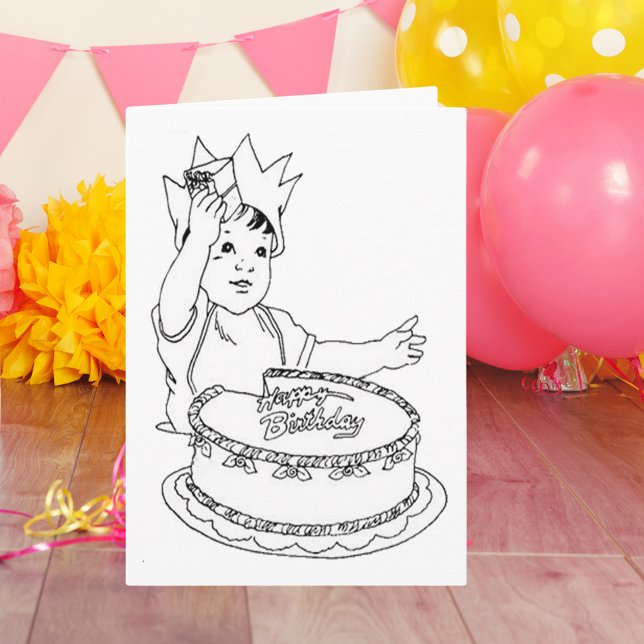 Småbarn Roligt DIY Färg-In Birthday Kort (Happy Birthday Toddler Card)