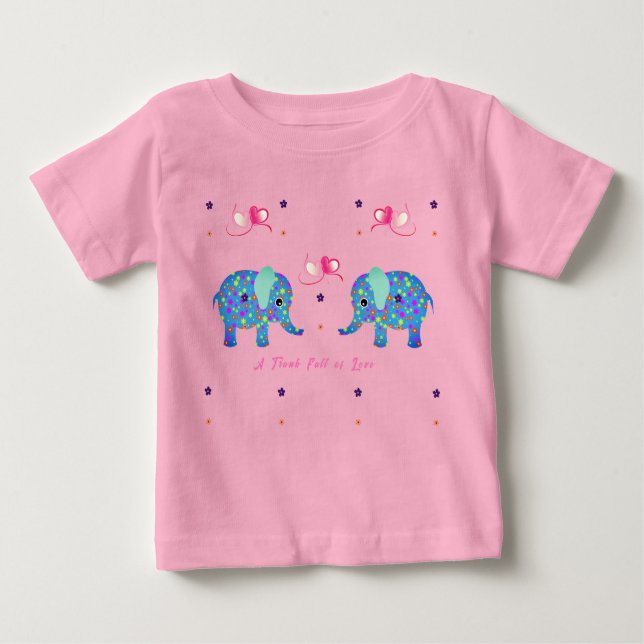 Småbarn Sött Elefant T Shirt (Framsida)