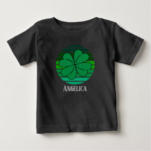 Småbarn St. Patrick-dagen Namn 4 Löv Klöver Retro T Shirt