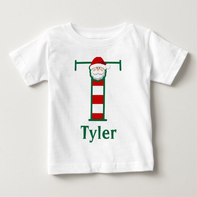Småbarn Stripe Santa Longsleeve Shirt monogram T (Framsida)