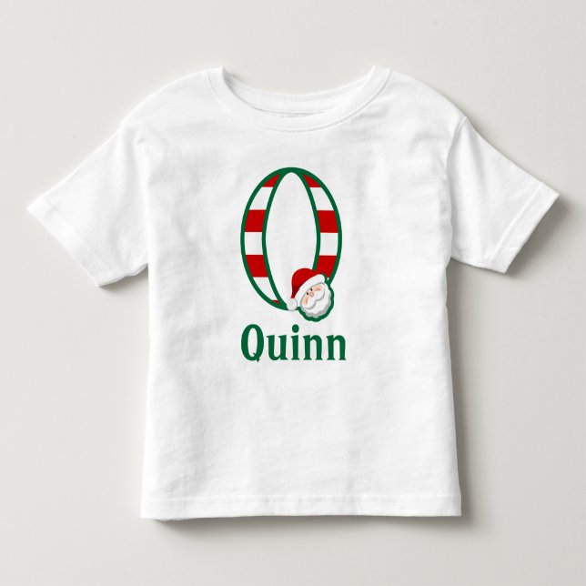 Småbarn Stripe Santa Shirt monogram Q Tee (Framsida)