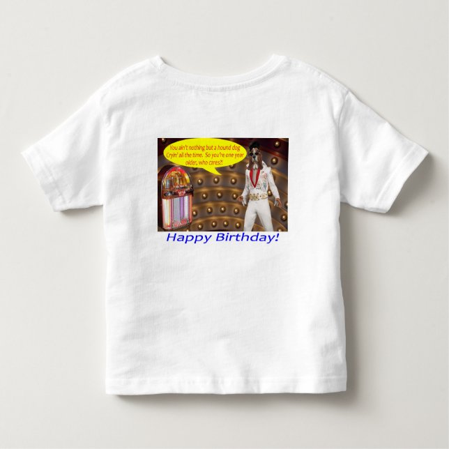 småbarn T. Grattis på födelsedagen elvis/hound hun T Shirt (Baksida)