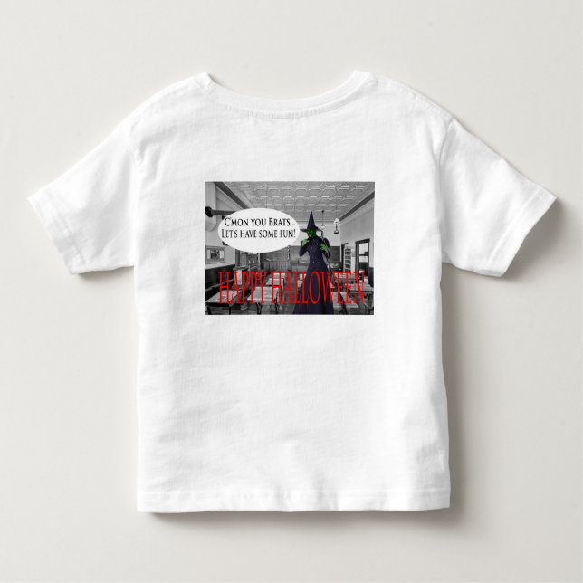 småbarn T happy halloween häxkatt T Shirt (Baksida)