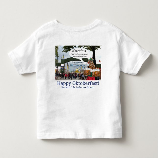 småbarn T. Lycklig Oktoberfest! T Shirt (Baksida)