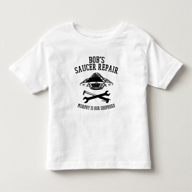 småbarn t-shirt Black Bob's Saucer Repair logotyp (Framsida)