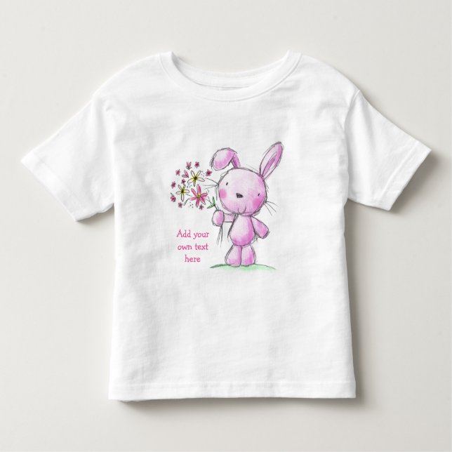 SMÅBARN T-SHIRT Cute rosa kanin + anpassningsbar t (Framsida)