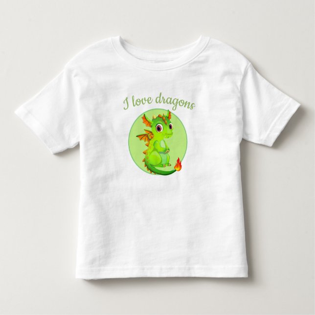 Småbarn T-Shirt-Grönt Dragon T Shirt (Framsida)