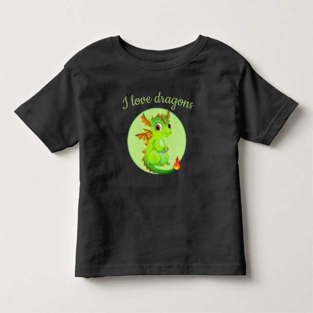 Småbarn T-Shirt-Grönt Dragon T Shirt (Framsida)